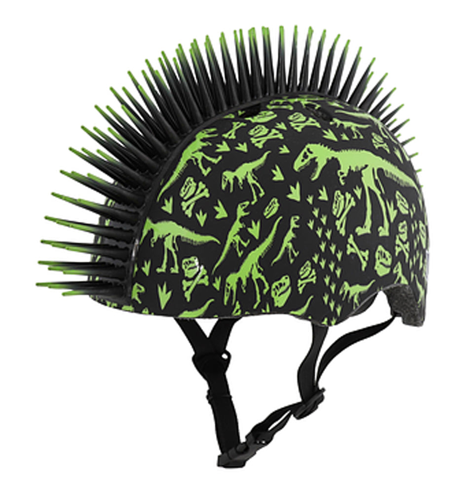 Raskullz Helmet T-Rex Bonez Mohawk Green / Black with Fit System - Toddler 3?5 (48?52 cm) - Single
