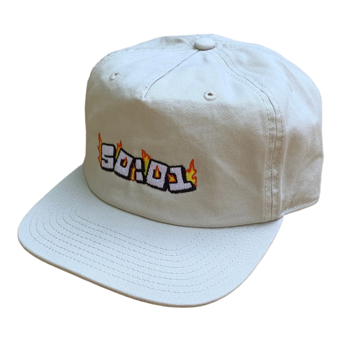 50to01 Flame Letter 5 Panel Cap - Bone